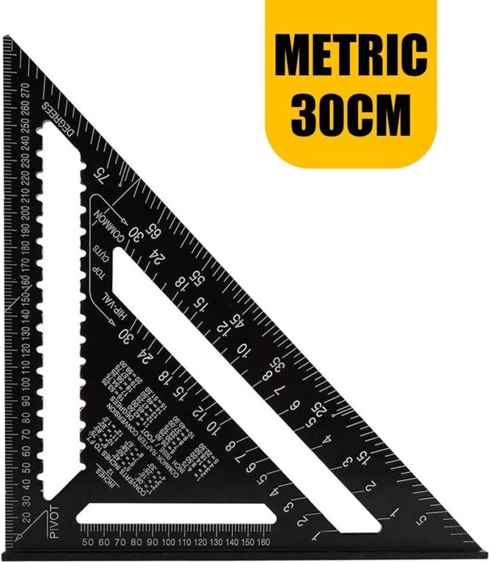 30 cm metrischer professioneller Dreieck-Winkelmesser, Aluminiumlegierung, Dreieck-Lineal, Stoppwinkel-Messwerkzeug – RA...