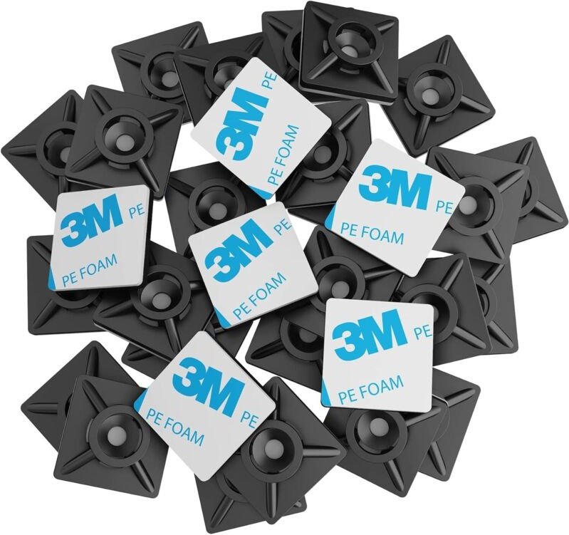 100 Stück selbstklebende Kabelbinderhalterungen, 19 mm x 19 mm, schwarz, selbstklebende Kabelbinder, Kabelbinderhalter a...