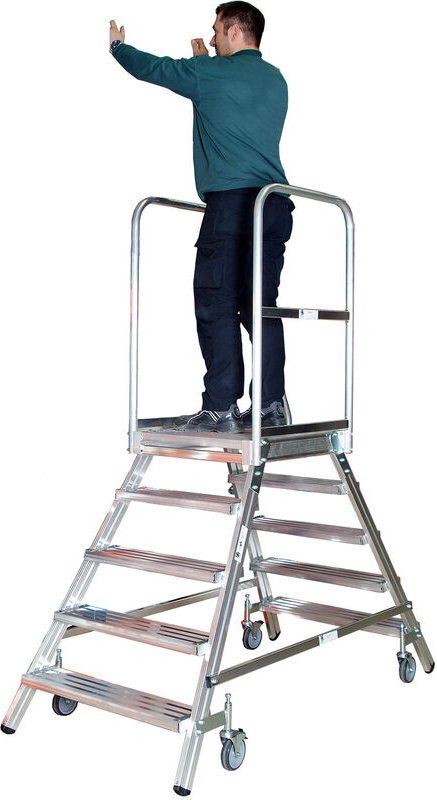Euroline Premium 516 Mobile Podesttreppe beidseitig 7 Stufen