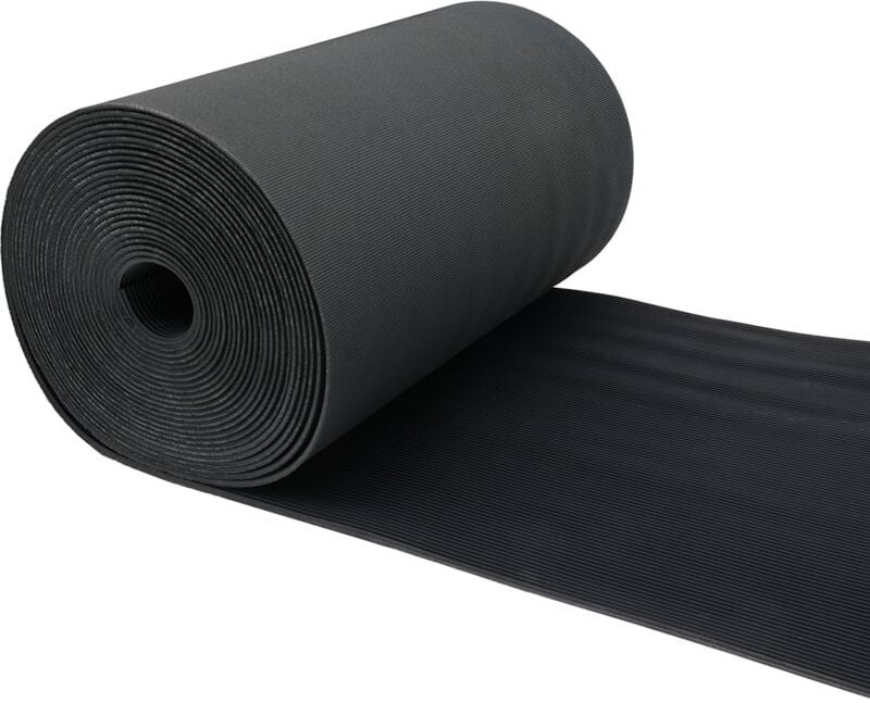Gummimatte mit Streifen - Meterware - Schwarz - Breite 30 cm - Dicke 3 mm