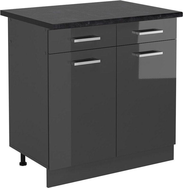 Thumbnail - Vicco - Küchenunterschrank R-Line, Anthrazit Hochglanz, 80 cm , ap Anthrazit