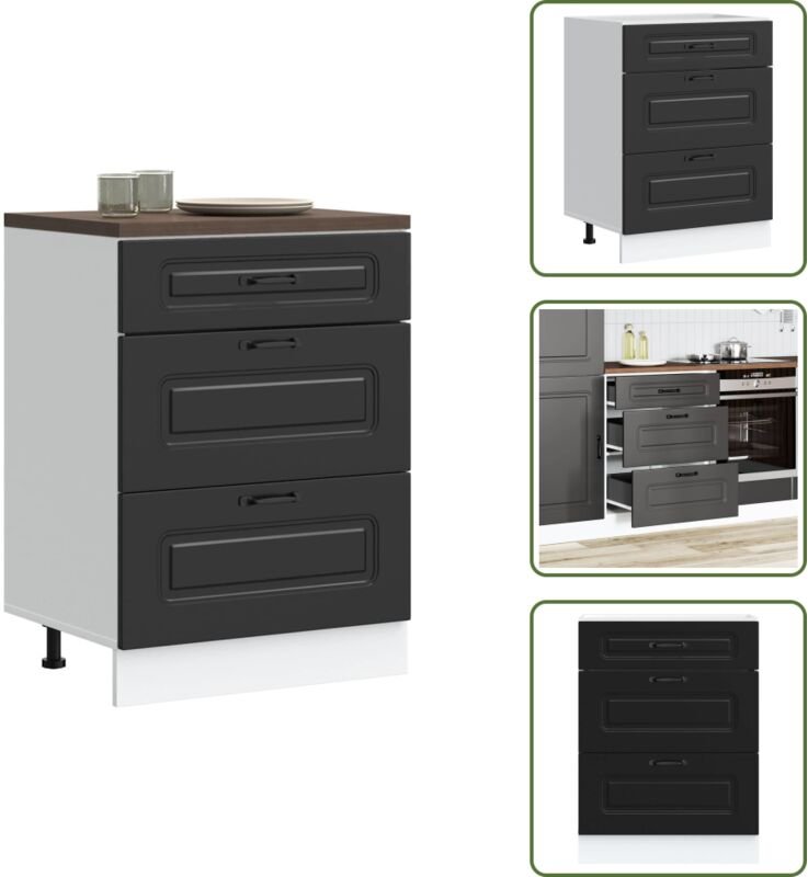 The Living Store - vidaXL Küchenunterschrank Kalmar Schwarz Holzwerkstoff