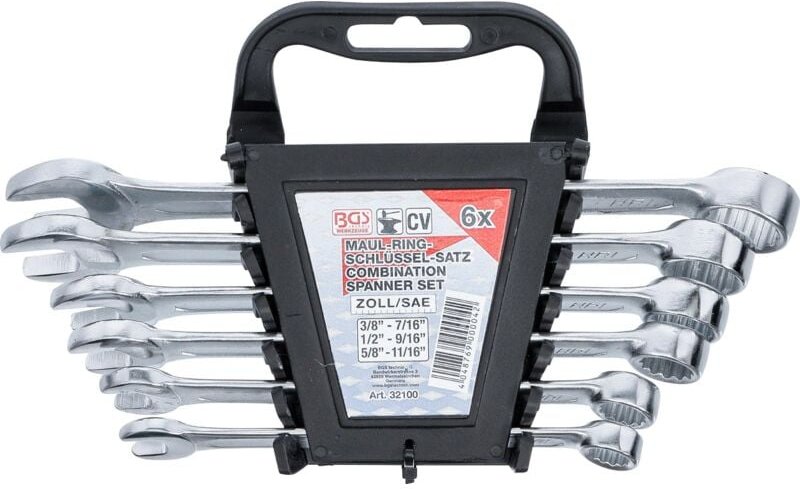 Maul-Ringschlüssel-Satz Zollgrößen SW 3/8" - 11/16" 6-tlg.