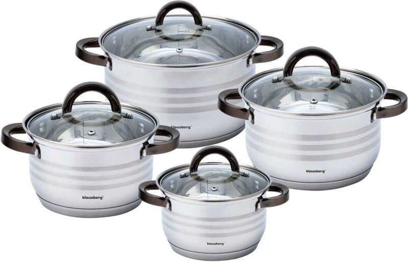 KLAUSBERG KB-7701 8-teiliges Stahltopfset 2,1/2,9/3,9/6,6L