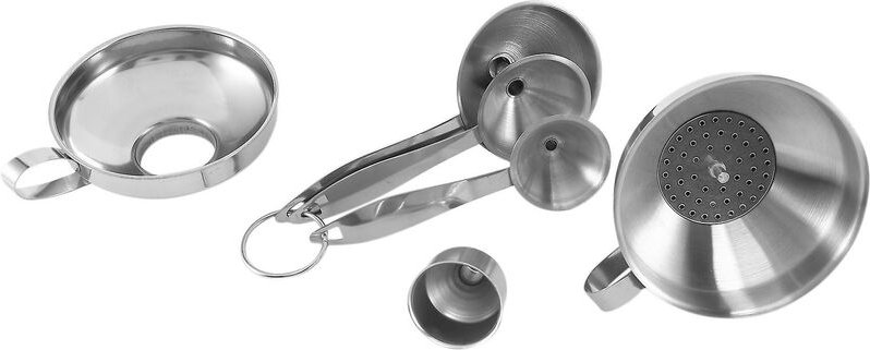Edelstahl-Trichter-Set, Küchentrichter mit Sieb zum Umfüllen von flüssigen Gewürzen und Ölen