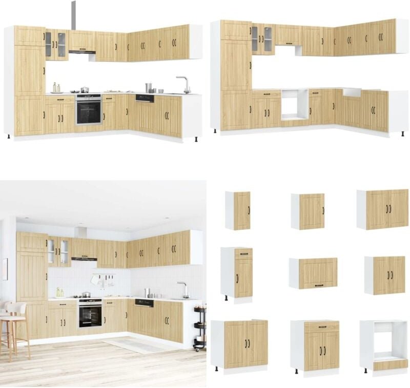 14-tlg. Küchenschrank-Set Lucca Sonoma-Eiche Holzwerkstoff - Vidaxl