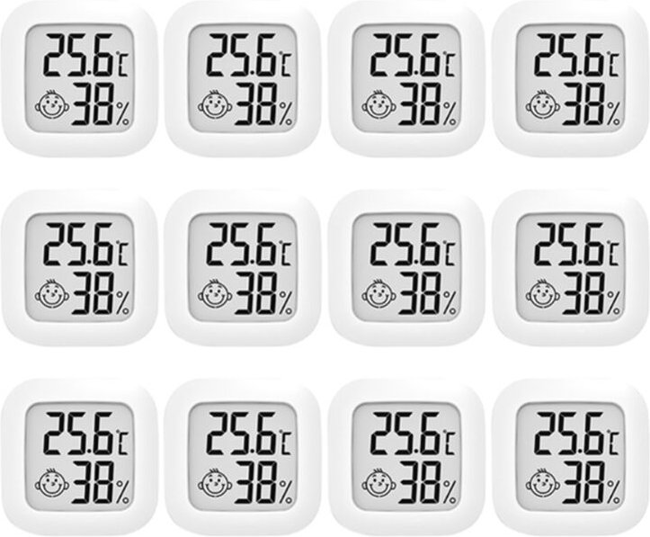12 StüCk Mini-LCD-Digital-Thermometer, Hygrometer, Innenraumtemperatur- und Luftfeuchtigkeitsmesser, Sensoranzeige