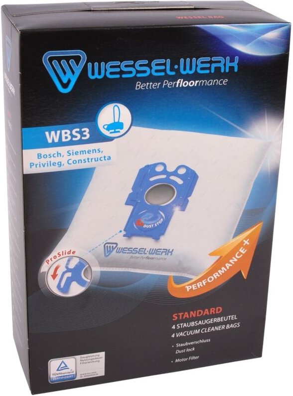 4 x WBS3 = Swirl S71 Staubsaugerbeutel für Bosch Siemens Privileg Constructa