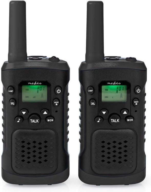 Walkie talkie set 2 handeinheiten bis zu 6 km frequenzkanale 8 ptt vox bis zu 3 stunden kopfhorerbuchse 2 headset schwar...