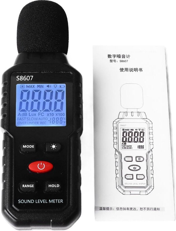 Eosnow Sound Level Messmesser Digital LCD -Anzeige Backbeleuchtung Bildschirm Rauschdebel tragbarer SPL S8607