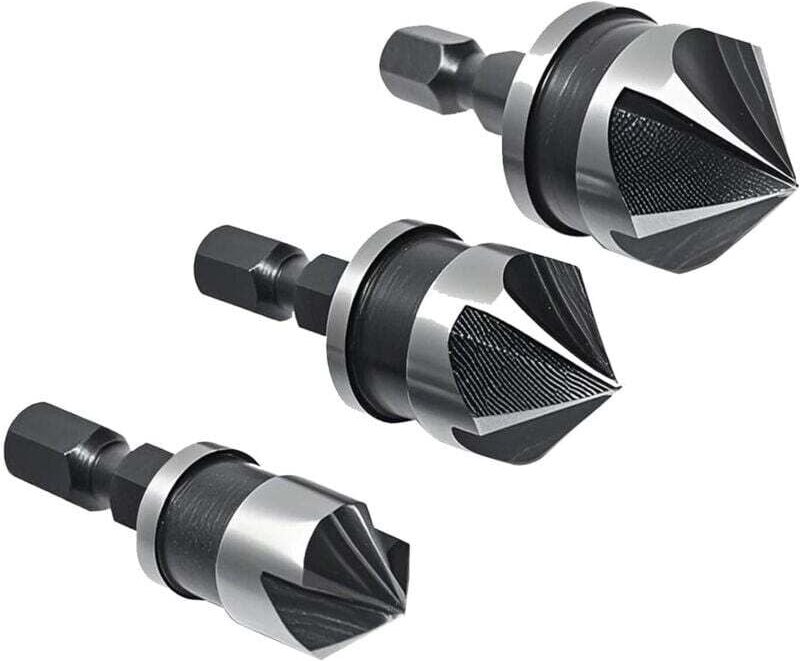 Ulisem 3-teiliger 1/4-Zoll-Schnellwechsel-Sechskantschaft, 1/4-Zoll-Sechskantschaft, 5 Nuten, 90-Grad-Senkbohrer-Satz, 1...