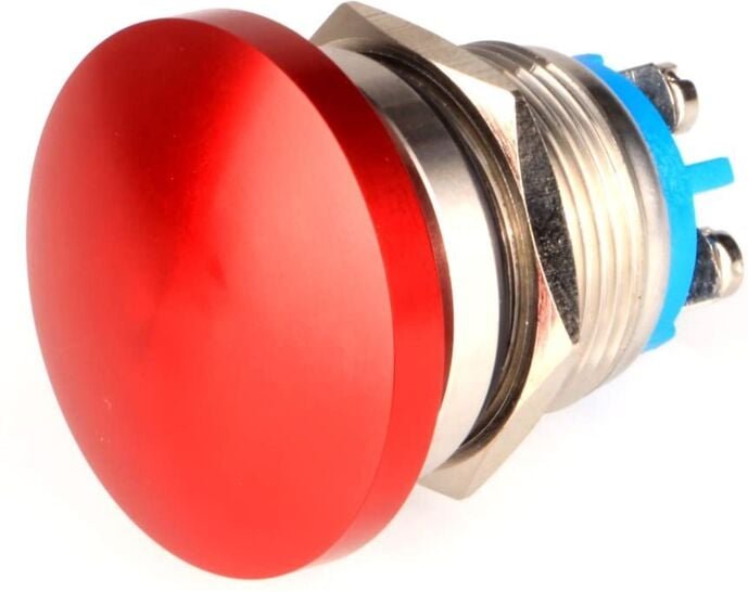 19 mm 3 V/6 V/12 V/24 V/48 V/110 V/220 V Metall-Druckknopfschalter, Pilzkopf, runder Startknopf, 1 Schließer, Ein/Aus, s...