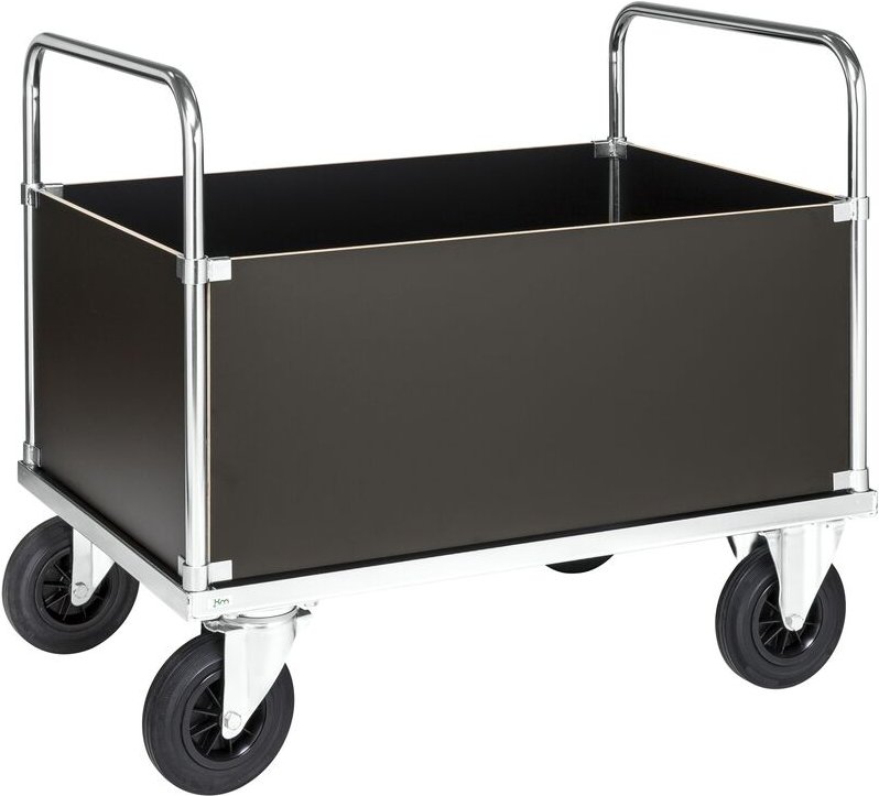 Kongamek Kastenwagen, verzinkt 1200x800x900mm mit Ladefläche und 4 Wänden mit Gummibereifung ohne Bremse