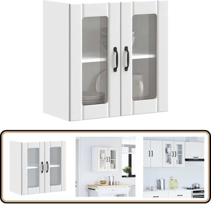 Küchen-Hängeschrank mit Glastür Lucca Weiß Holzwerkstoff - Vidaxl