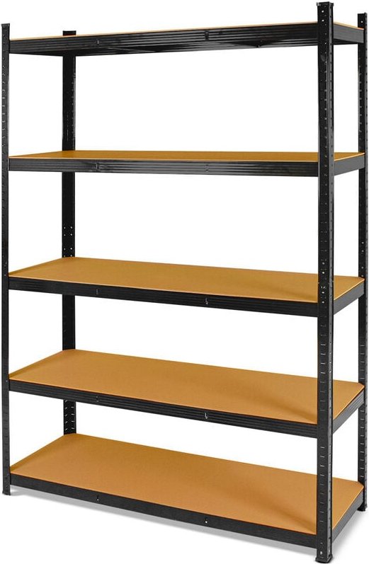 Brace 90 - Schwerlastregal mit 5 B�den Schwarz, robuste Lagerung f�r Werkstatt, Garage und Keller 180x90x40 cm