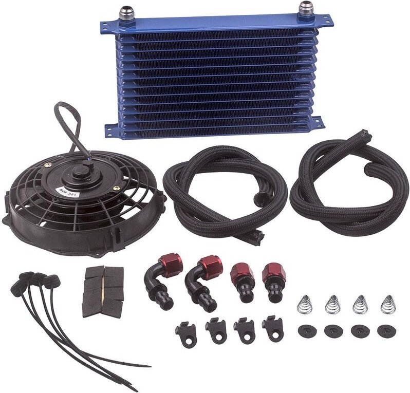 Universal 13-Reihig Ölkühler 7" Kühlerlüfter Satz 12V 80W mit ÖlkühlerleitungUniversal 13-Reihig lkühler 7" Kühlerlüfter...