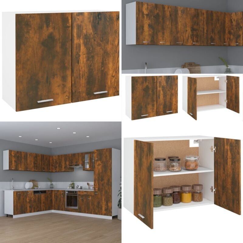 Hängeschrank Räuchereiche 80x31x60 cm Holzwerkstoff - Küchenregal - Hängeschrank - Holzschrank - Wohnwand Regal - Küche ...