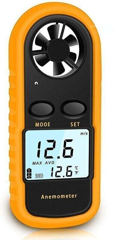 Anemometer, hohe Genauigkeit (±5 %) Hand-Anemometer, digitales Anemometer mit LCD-Hintergrundbeleuchtung, tragbares Anem...