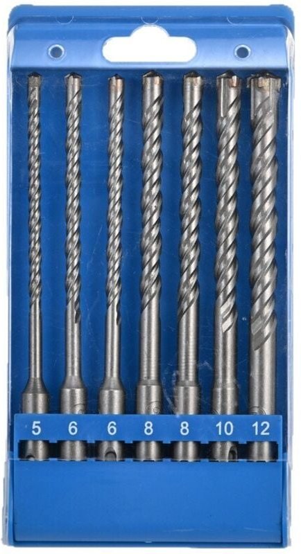 Thumbnail - 7-teiliges Betonbohrer-Set, elektrischer Bohrhammer, Vierschneider-Wandbohrer 5/6/8/10/12 mm x 160 mm für verschiedene M...
