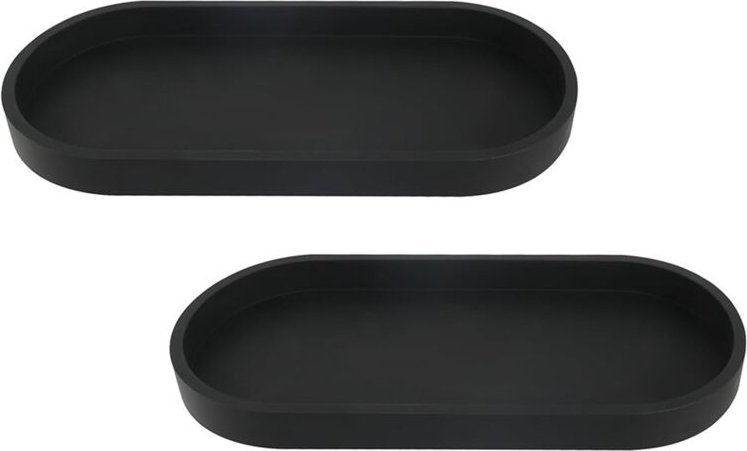 Thumbnail - Tlily - 2er Set Badtablett Dekotablett Ablagetablett Silikon schwarz kleines Tablett für Waschbecken Badewanne oval
