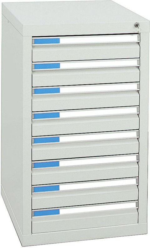 Schubladenschrank Serie esta, 8 Schubladen lichtgrau (8x100mm) - Stumpf