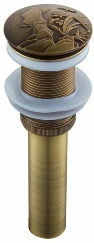 Automatischer Push-Open-Waschbeckenablauf, Antik-Messing-Click-Clack-Pop-Up-Ablaufstopfen ohne Überlauf, universelles Ba...
