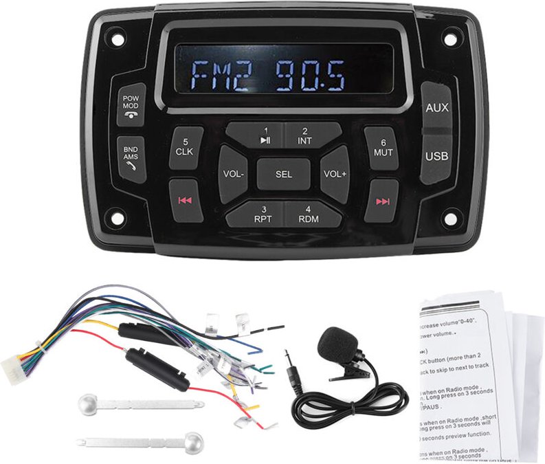 SUNXURY Multimedia-Receiver, 12 V kompakter Marine-MP3-Player AM/FM Digital-Stereo-Receiver Bluetooth-Radio für Marinebo...