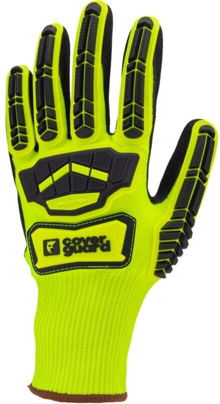 Set aus 5 - Gelbe Nitrilhandschuhe mit Schnittschutz in Schwarz + TPR EUROCUT IMPACT Größe 11