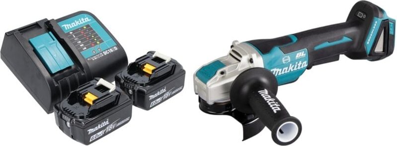 Dga 520 STX1 Akku Winkelschleifer 18 v 125 mm x-lock Brushless + 2x Akku 5,0 Ah + Ladegerät - Makita