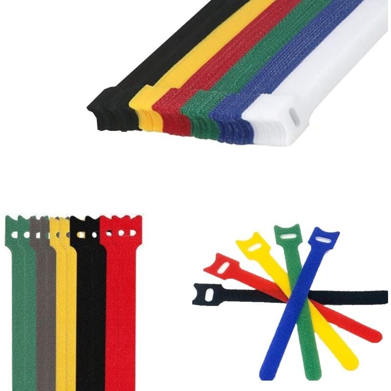 Thumbnail - 100 Stück Kabelbinder, Klettverschluss Kabelbinder, Kabelbinder Wiederverwendbare Buntes Klett-kabelbinder Set für Hause...