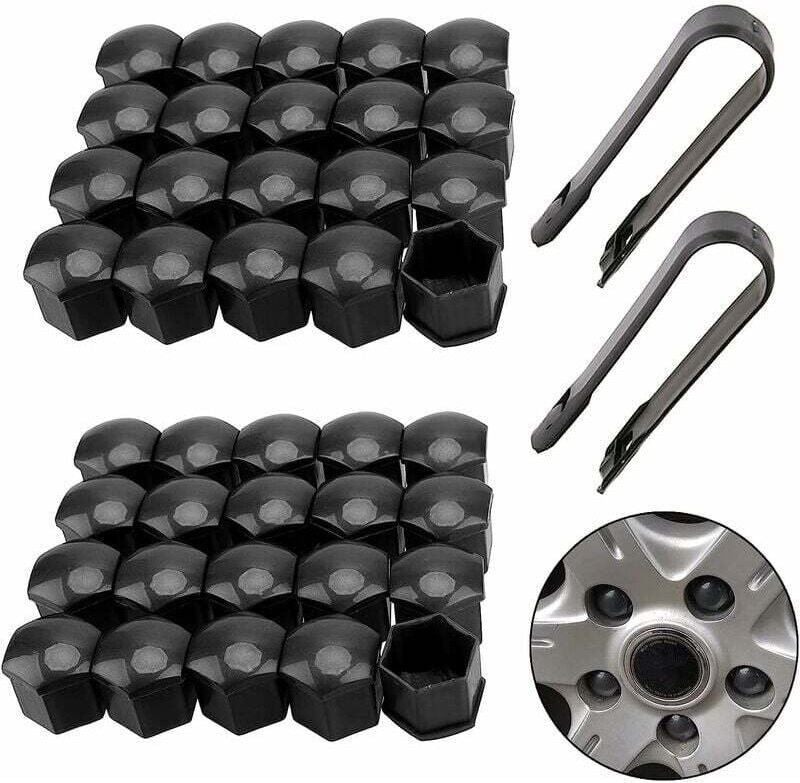 Jalleria - 40 Stück Universal 17 mm Bolzenmutternabdeckungen Radmutternbolzen-Abdeckkappe Sechskant-Radmuttern-Schutzkap...