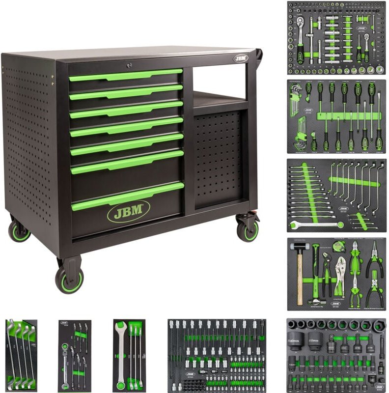 JBM54747 Werkzeugwagen mit 7 Frontschubladen und 4 Seitenschubladen - montiert