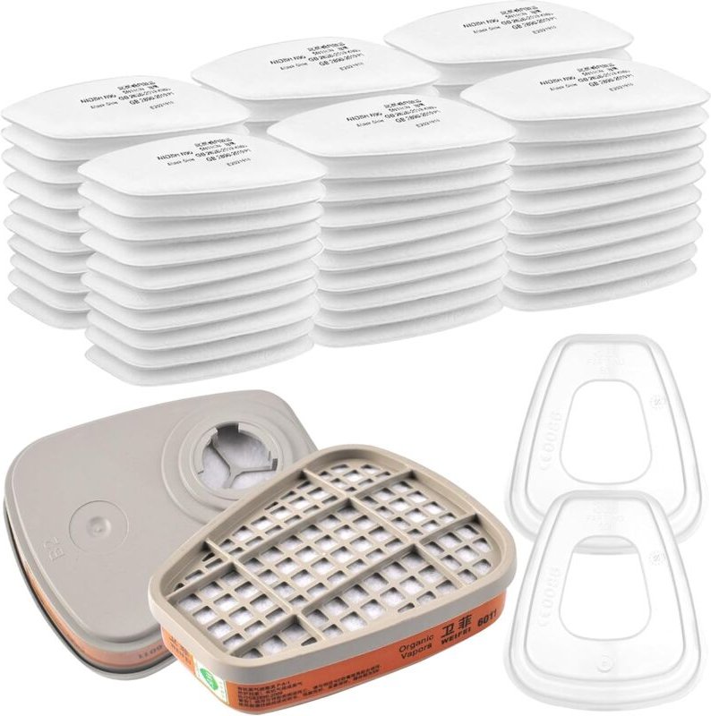 6001 Ersatz-Set für wiederverwendbare Atemschutzfilter, 60 Filterwatten, für Filtrationsreiniger, Gesichtsschutz, kompat...
