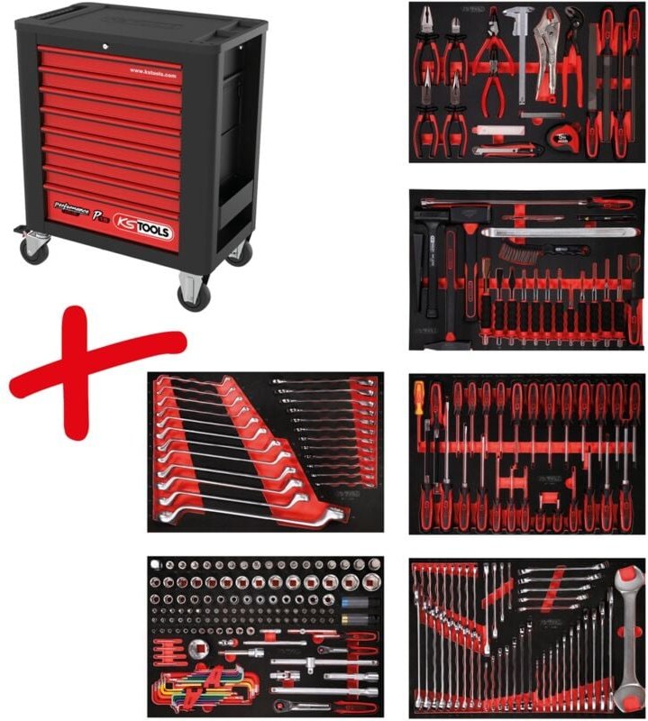Thumbnail - Ks Tools Werkstattwagen-Satz PERFORMANCEplus P15 mit 284 Werkzeugen für 6 Schubladen
