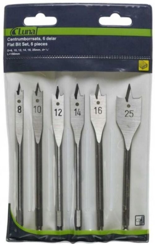 Flachbohrersatz für Holz, 6-teilig - L-207220104