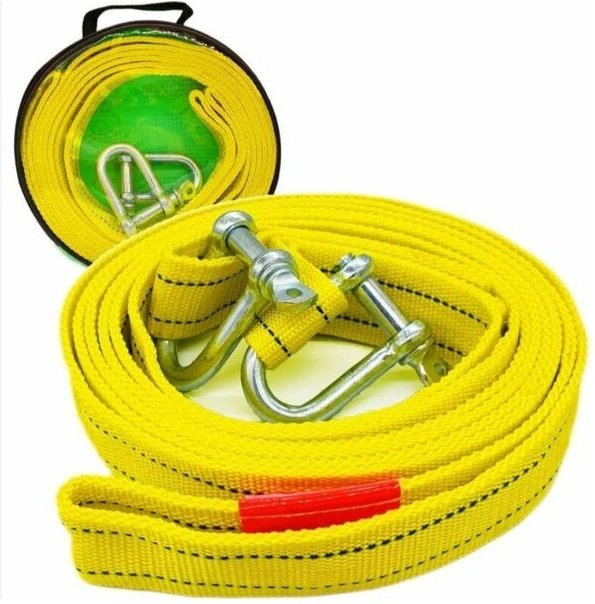 Hochleistungs-Abschleppgurt mit zwei D-Ring-Sicherheitshaken für Seilwinde, 5 Tonnen Tragkraft und 5 m Länge