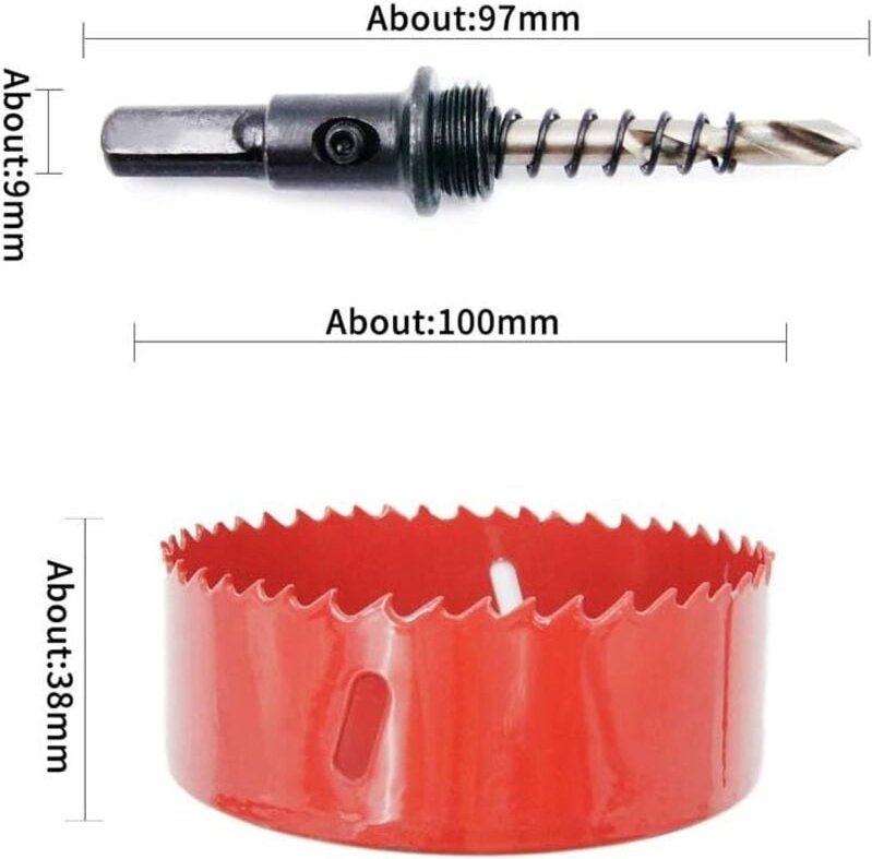 Lochsäge und Bohrer, HSS-Bimetall-Lochsäge mit Schaft für Holz und Metall – 100 mm