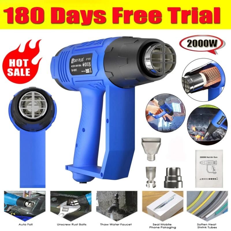 Professionelle Heißluft-Heißluftpistole Variable Temperatur Abbeizer 3 Düsen 2000W