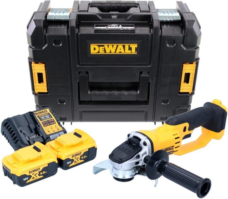 DeWalt DCG 412 P2T Akku Winkelschleifer 18 V 125 mm + 2x Akku 5,0 Ah + Ladegerät + TSTAK