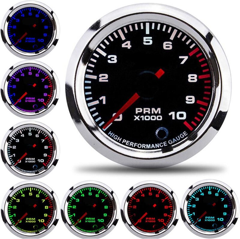 Thumbnail - Akozon Auto Drehzahlmesser, Drehzahlmesser Anzeige 12V 52mm/2in 0-10000RPM Zeigerdrehzahlmesser Universeller 7-Farben-LC...