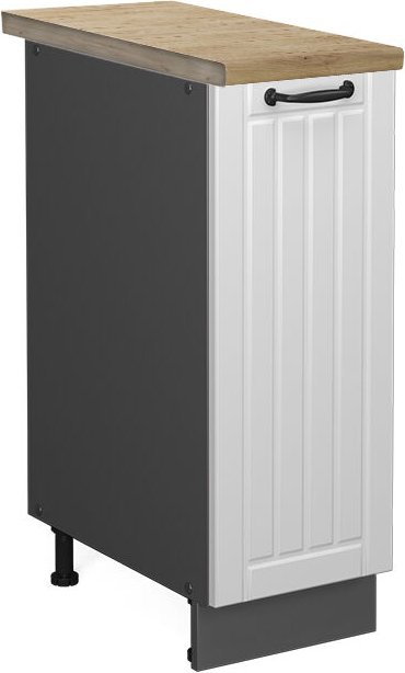 Vicco - Küchenschränke Fame-Line, Weiß Landhaus, 30 cm , ap Eiche