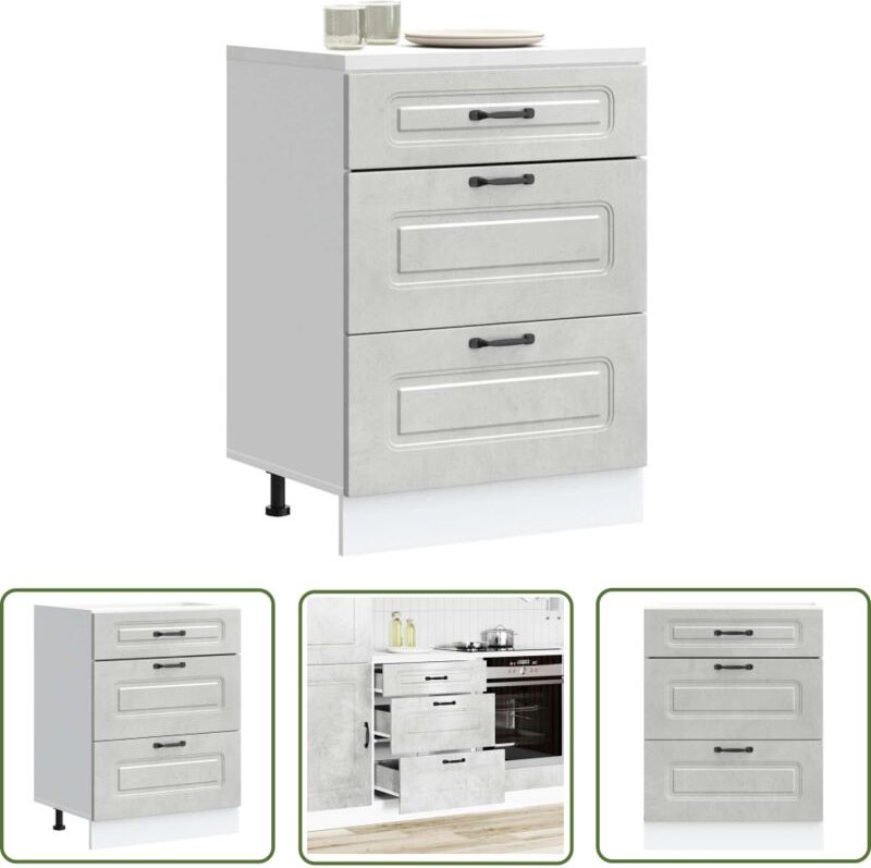 The Living Store - vidaXL Küchenunterschrank Kalmar Betongrau Holzwerkstoff