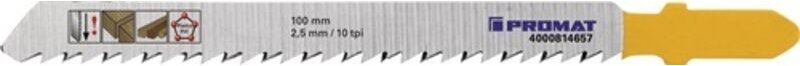 Promat - Stichsägeblatt Gesamtlänge 100 mm Zahnteilung 2,5 mm Stärke 1,27 mm hcs