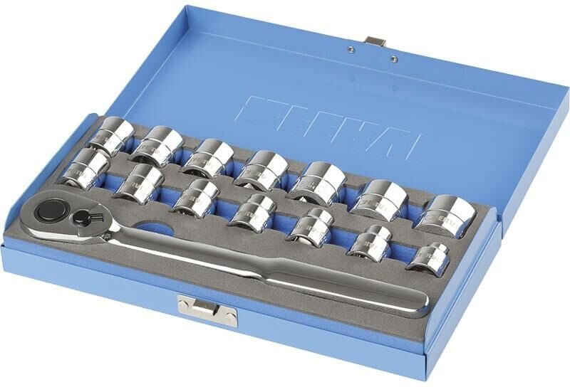 Low-Profile-1/2-Steckschlusselsatz mit Ratsche 8 - 24 mm Fervi sn4e3c015