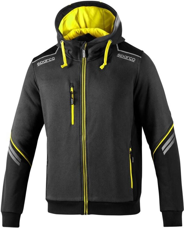 Sparco 02414GSGF Arbeits-Sweatshirt mit Kapuze, Tech-Reißverschluss, Colorado, Grau/Gelb, XL