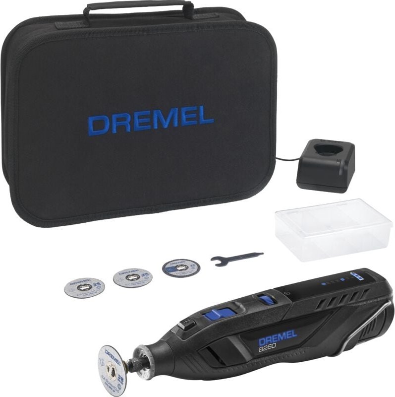 Dremel 8260 Akku-Rotationswerkzeug, 12V 3Ah Lithium-Ionen-Akku, Multifunktionswerkzeug Set mit 5 Zubehörteilen, bürstenl...