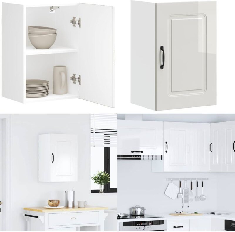 Küchen-Hängeschrank Kalmar Hochglanz-Weiß Holzwerkstoff - Vidaxl