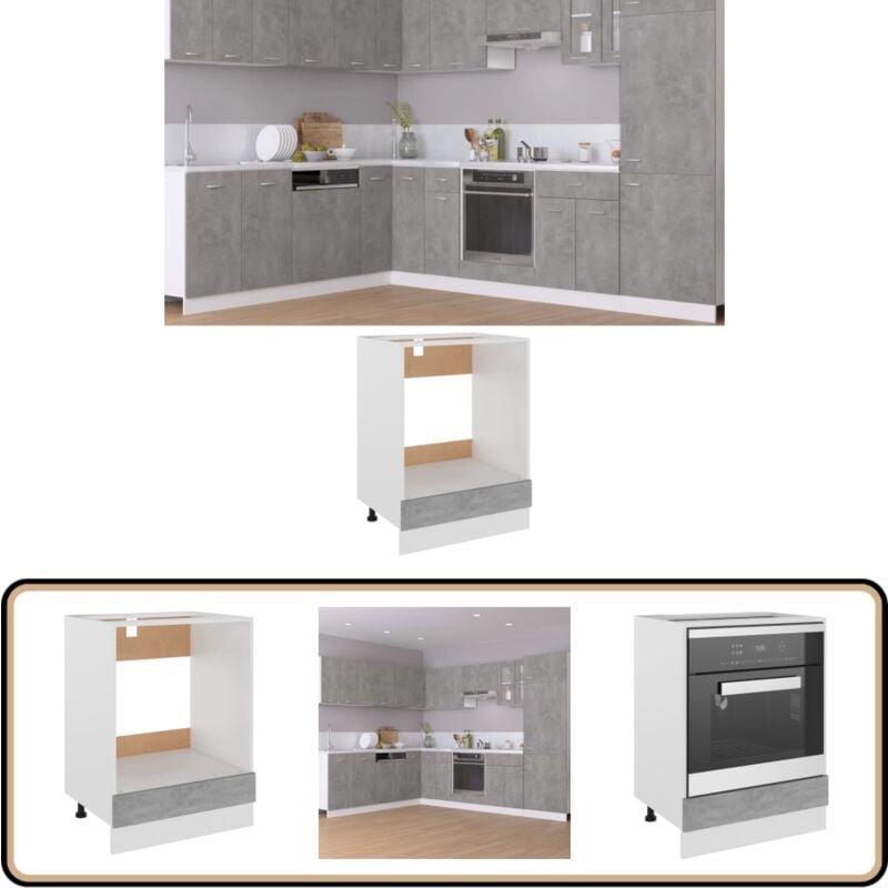 Herdumbauschrank Betongrau 60x46x81,5 cm Holzwerkstoff - Herdumbauschrank - Küchenmöbel - Holzschrank - Grau - Betongrau