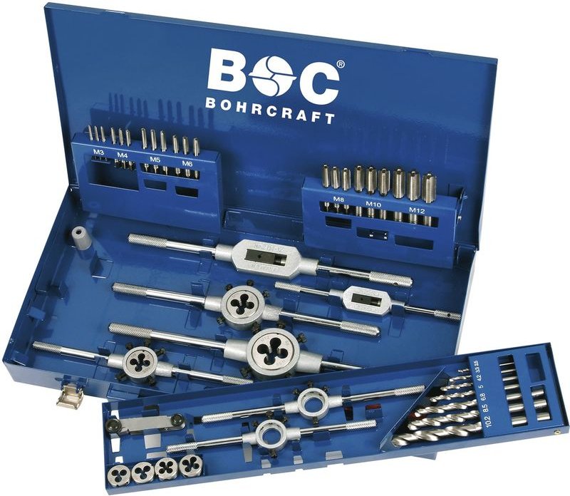 Bohrcraft - Gewindeschneidsatz gw 12 din 352 hssg M3-M12 44-tlg.