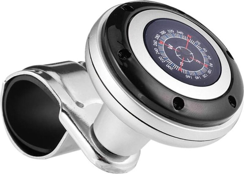Csparkv - Schwarz) Auto-Lenkrad-Drehknopf, Auto-Lenkrad-Booster-Griffball mit Kompass, Lenkrad-Booster, Universal-Auto-L...